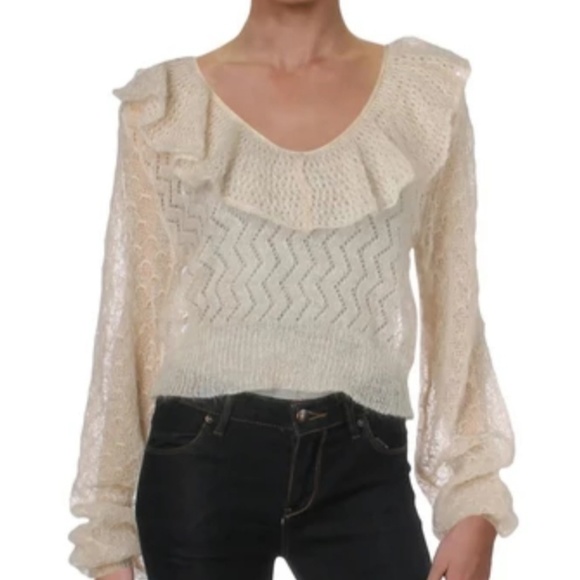 ❤Free People Ivory Macaroon Sweater Size M - Picture 1 of 5